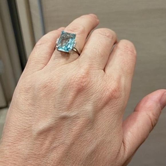 Blue aquamarine _925 Sterling silver ring - Picture 5 of 5